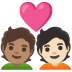 🧑🏽‍❤️‍🧑🏻 couple with heart: person, person, medium skin tone, light skin tone display on Google